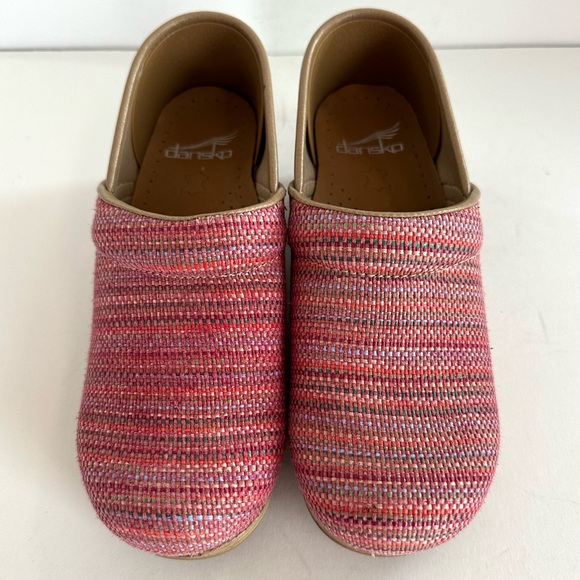 DANSKO PROFESSIONAL RED/PINK TEXTURED MULTICOLOR FABRIC CLOG Sz 6US/ 36EU - Picture 9 of 15